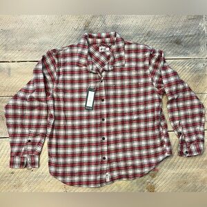 Alpine Design‎ Flannel Shirt Women Large Red Cream Plaid NEW Midweight